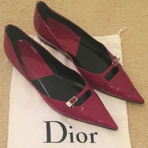 Christian Dior Pointed Red Ballet Flats ~8.5